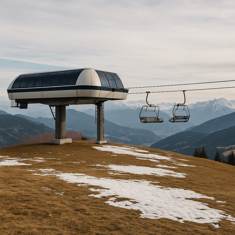 Ski-Lift im winterlichen Gebirgstal